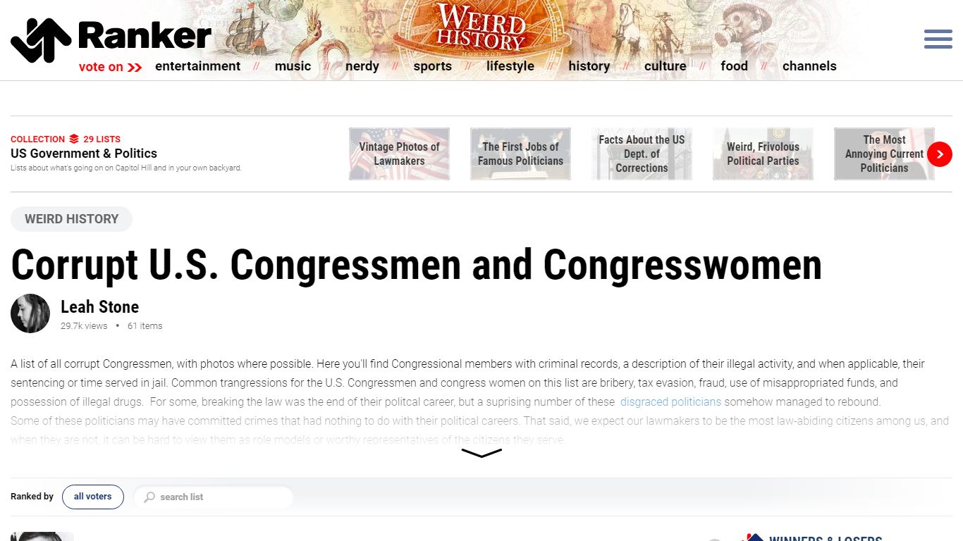 Congressional Corruption: List of all Corrupt Congressmen - Ranker